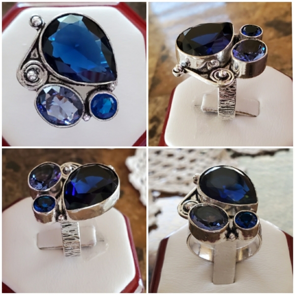 Genuine Blue Sapphire Ring Size 9.5 - Picture 2 of 7